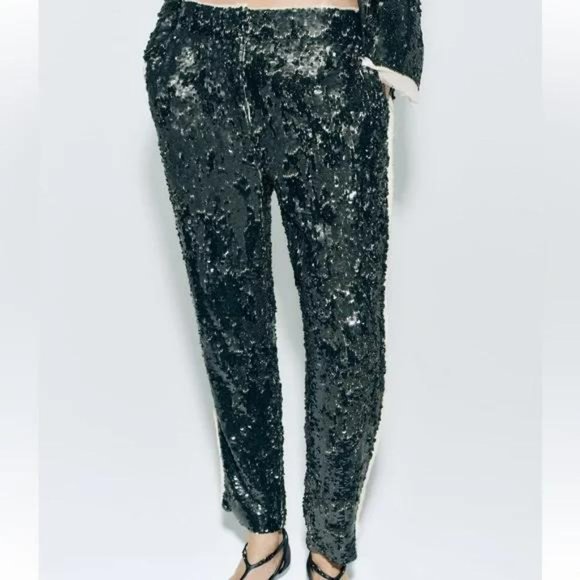 ZARA SEQUIN PANTS ZW COLLECTION - Picture 2 of 5